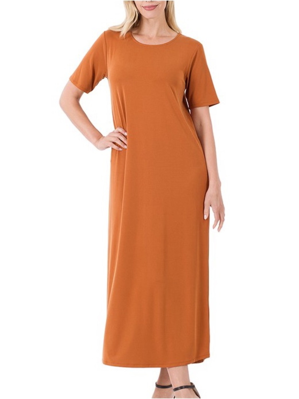Zenana Modal dress Terracotta Midi Maxi Tshirt T-Shirt short sleeve‎ tencel